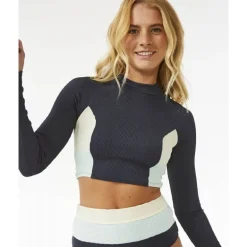 Rip Curl Block Party Spliced Crop Long Sleeve - Haut de bikini femme