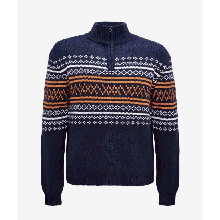 We Norwegians Setesdal Zip Up Pullover - Pull en laine mérinos homme