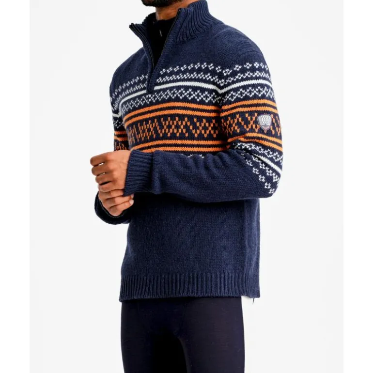 We Norwegians Setesdal Zip Up Pullover - Pull en laine mérinos homme